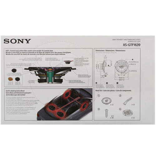 Sony XS-GTF1639 6.5" 270W 3-Way Coaxial Car Speakers