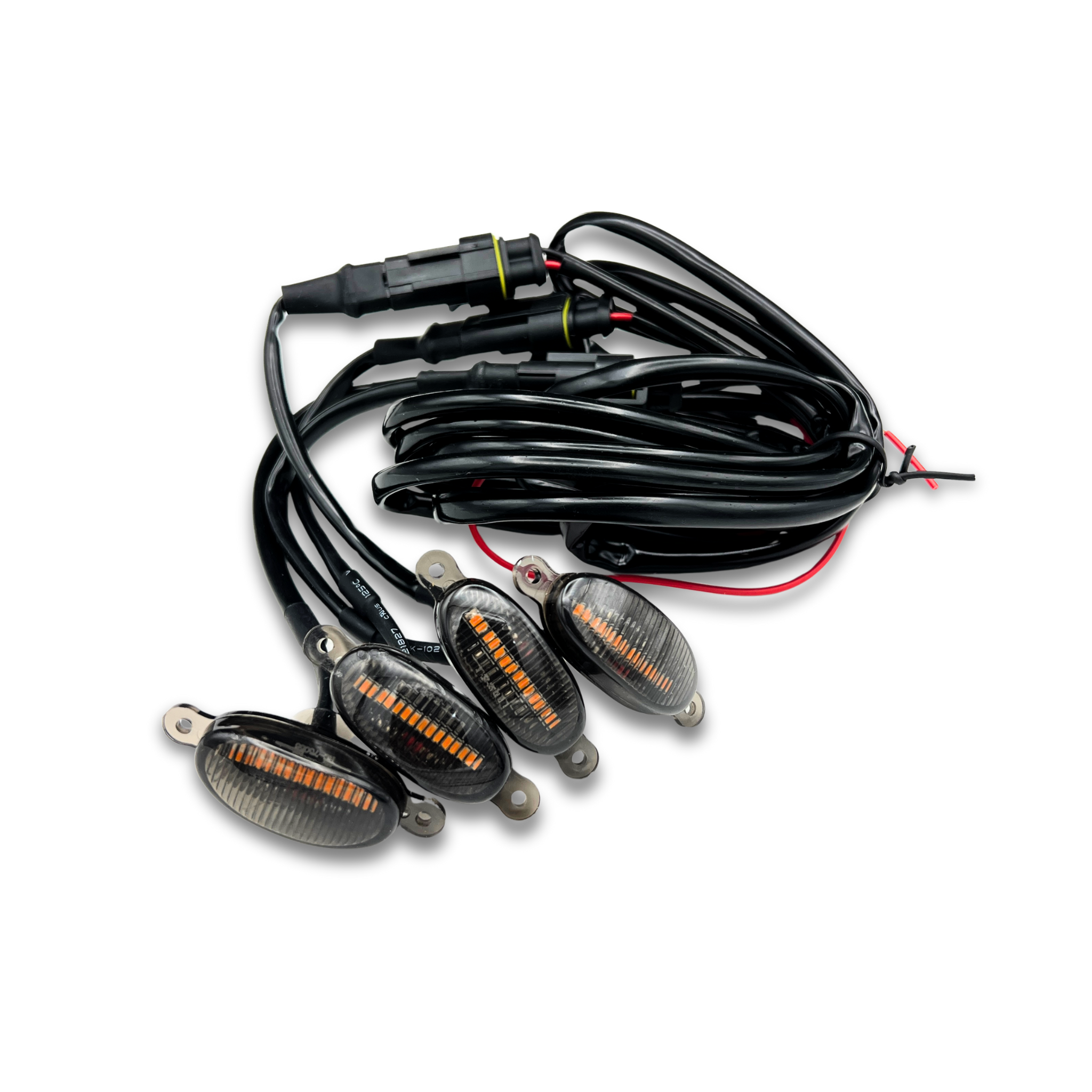 Installation view of Universal GMC Style LED DRL lights on vehicle bumper